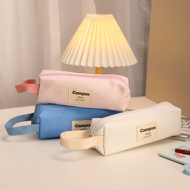 Wholesale Simple Canvas Large Capacity Pencil Case